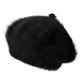 ililily Solid Color Angora French Beret Furry Artist Flat Winter Hat, Black with Tab