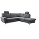 Cavadore Ecksofa Wisconsin mit Bettfunktion / Schlafsofa mit Federkern / Inkl. 2 Kopfstützen + Stauraum / Landhausstil / Holzfüße in Buche / Mikrofaser / Größe: 248 x 88 x 215 cm (BxHxT) / Farbe: Grau