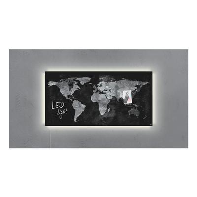 Glas-Magnettafel »Artverum LED light Worldmap« GL409 weiß, Sigel