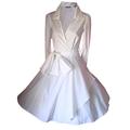 VINTAGE 50's STYLE ROCKABILLY / SWING / PIN UP COTTON WRAP EVENING PARTY DRESS SIZES 6 - 24 (14, WHITE)