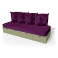 Banquette cube 200 cm + futon + coussins Taupe