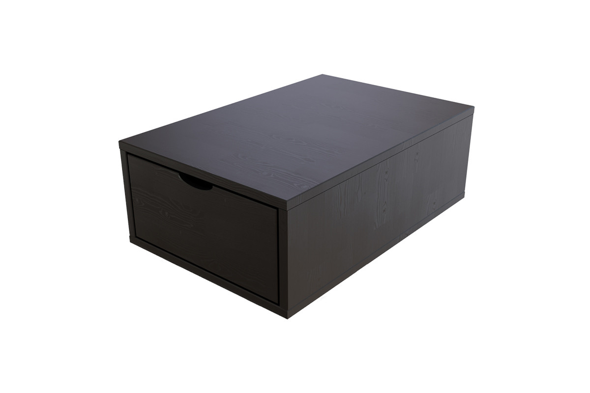 Cube de rangement bois 75x50 cm + tiroir - Noir