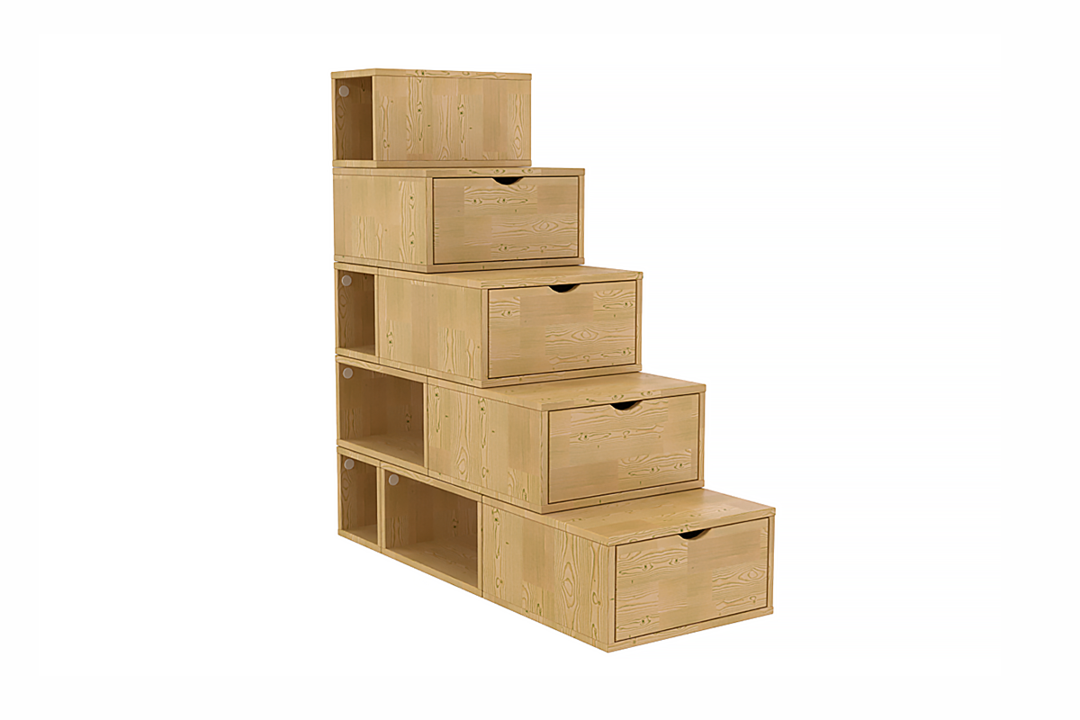Escalier cube de rangement hauteur 125 cm - Miel