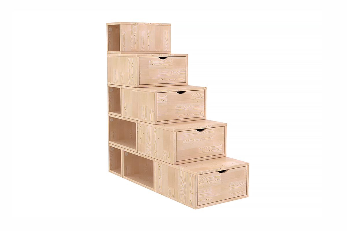 Escalier cube de rangement hauteur 125 cm - Vernis Naturel