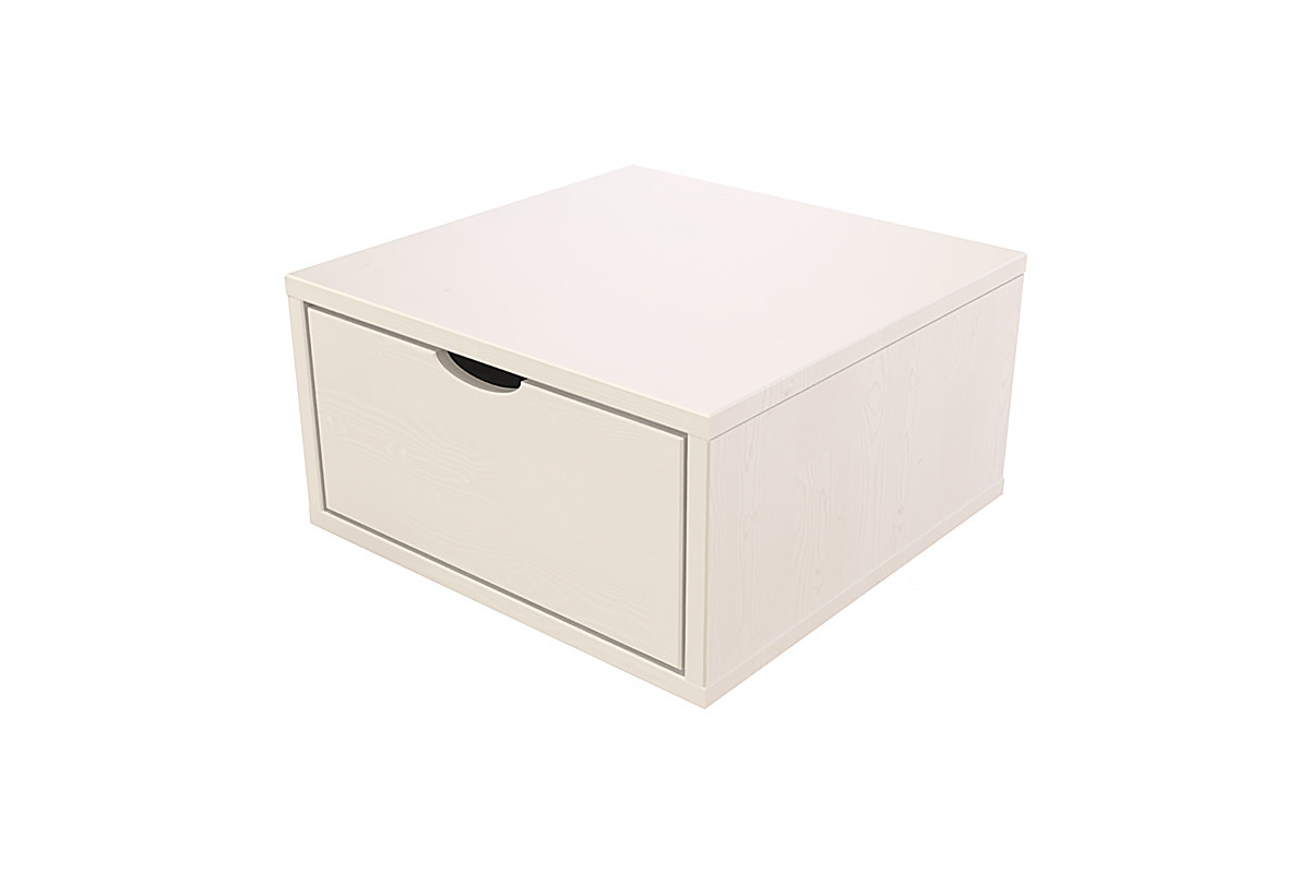Cube de rangement bois 50x50 cm + tiroir - Blanc
