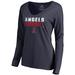 Women's Fanatics Branded Navy Los Angeles Angels Fade Out V-Neck Long Sleeve T-Shirt