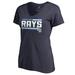 Women's Fanatics Branded Navy Tampa Bay Rays Onside Stripe V-Neck T-Shirt