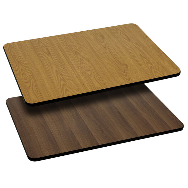 Flash Furniture XU-WNT-3048-GG 30" x 48" Natural / Walnut Reversible Laminated Rectangular Table Top