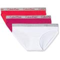 Calvin Klein Women's Bikini 3Pk, Multicoloured (Roseate/White/Spark), 6 (Size: X-Small) (Pack of 3)