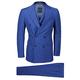 Mens 3 Piece Double Breasted Wide Chalk Pin Stripe Suit Royal Blue Classic Retro Tailored Fit [Chest UK 36 EU 46,Trouser 30",Royal Blue]