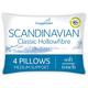 Snuggledown Classic Hollowfibre Pillows 4 Pack - Medium Support Back Sleeper Pillows for Back Pain Relief - Silky Soft, Comfortable, Hypoallergenic, UK Standard Size (48cm x 74cm)