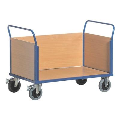 Vierwandwagen 100x67 cm Holz-Ladefläche blau, ROLLCART, 100x99x67 cm