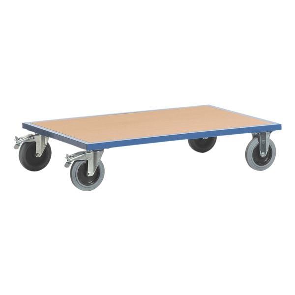 ROLLCART Plattformwagen 120x80 cm Holz-Ladefläche blau, 126x28.5x80 cm Image