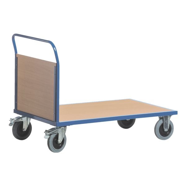 ROLLCART Stirnwandwagen 100x70 cm Holz-Ladefläche blau, 112x99x70 cm Image