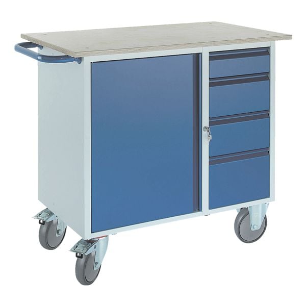 ROLLCART Werkstattwagen 4 Schübe blau, 111x96x60 cm