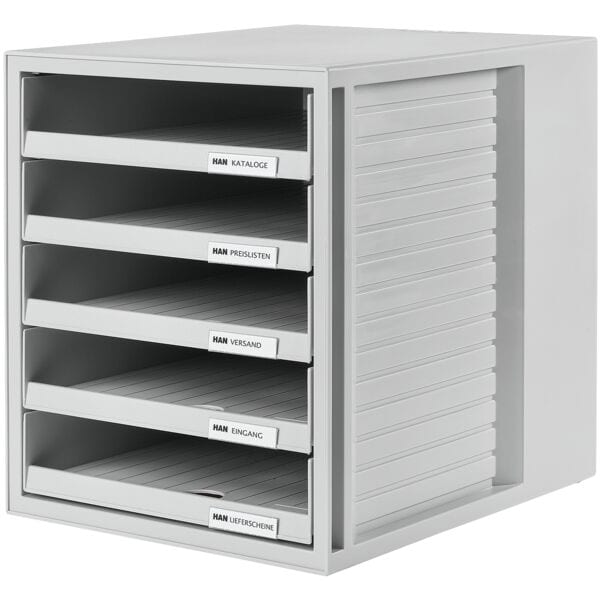 HAN Schubladenbox »SCHRANK-SET« mit 5 Schubladen offen grau, 23.8x4.5x30.5 cm Image
