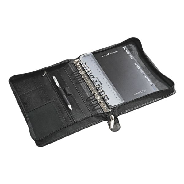 Bind Terminplaner A5 Nappaleder mit Reißverschluss »T3-1« schwarz, 21.5x26 cm Image