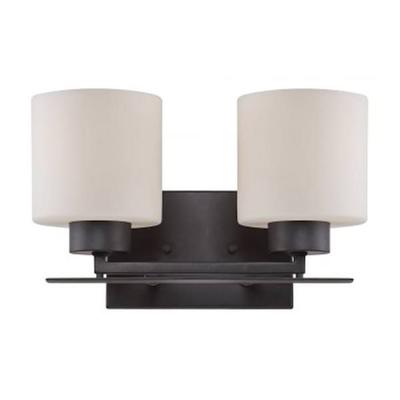 Nuvo Lighting 65302 - 2 Light Aged Bronze Etched Opal Glass Shades Vanity Light Fixture (Parallel - 2 Light Vanity Fixture w/ Etched Opal Glass)