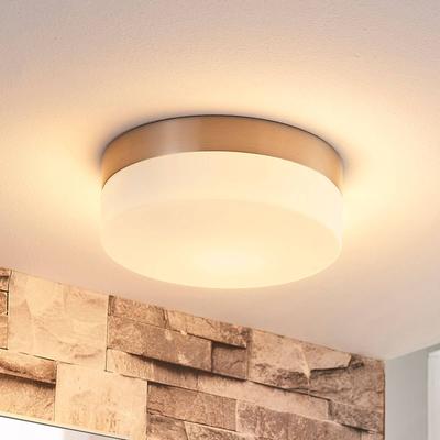 Lindby Bad-Deckenlampe Amilia, Ø 18 cm, E27, nickel, Glas Image