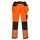 Portwest T501 Mens PW3 Hi Vis Work Trousers - Holster Pocket Workwear Safety Construction Trousers Orange/Black, 42
