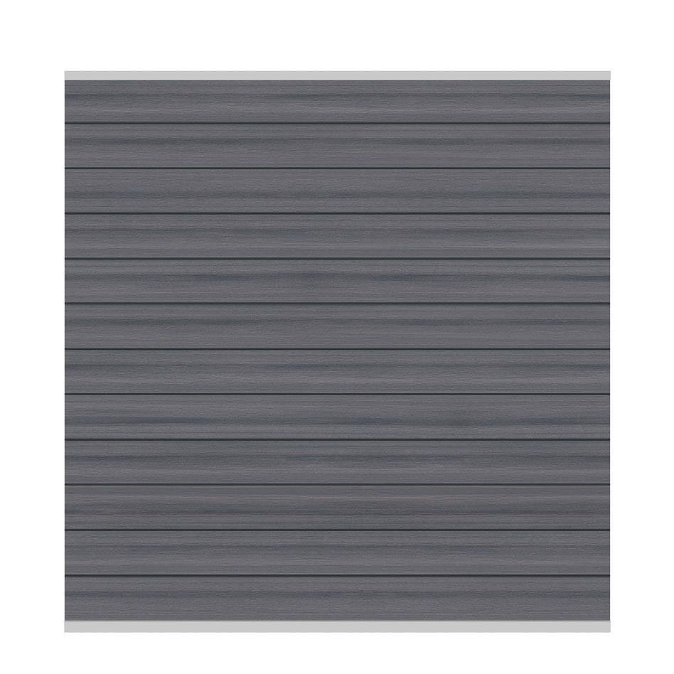 TraumGarten Sichtschutzzaun SYSTEM WPC PLATINUM Grau, Leiste Silber Sichtschutz Steckzaun Lamellenzaun Image