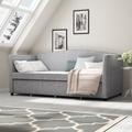 Latitude Run® Aithan Twin Daybed w/ Trundle Upholstered/Polyester in Gray | 38.5 H x 41.25 W x 86.25 D in | Wayfair