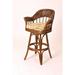 Bayou Breeze Moonsu Traditional 24" Swivel Bar Stool Upholstered/Wicker/Rattan in Blue/Brown | 38 H x 25 W x 22 D in | Wayfair BBZE4188 43998627