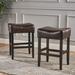 Darby Home Co Alorton Bar & Counter Stool Wood/Upholstered/Leather in Black/Brown | 30.25 H x 17.72 W x 15.35 D in | Wayfair DBHC3980 26744045