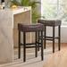 Darby Home Co Alorton Bar & Counter Stool Wood/Upholstered/Leather in Black/Brown | 30.25 H x 17.72 W x 15.35 D in | Wayfair DBHC3980 26744046
