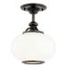 Gracie Oaks Monica 1 - Light Simple Globe Semi Flush Mount Glass in Brown | 11.5 H x 9 W x 9 D in | Wayfair GRKS3327 40303189