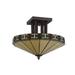 Meyda Lighting Arizona 2 - Light 16" Unique/Statement Geometric Semi Flush Mount Glass in Black/Brown/Green | 12 H x 16 W x 16 D in | Wayfair