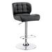 Hokku Designs Aaruhi Swivel Adjustable Height Bar Stool Upholstered/Leather/Metal/Faux leather in Gray | 17.5 W x 20.5 D in | Wayfair