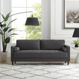 Mercury Row® Garren 75.6" Square Arm Tufted Sofa Polyester in Brown | 33.5 H x 75.6 W x 31.1 D in | Wayfair MROW8007 33614614