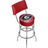 Trademark Global NCAA Swivel 31" Bar Stool Upholstered/Leather/Metal in Gray/Red | 41.75 H x 20 W x 20 D in | Wayfair GA1100-WM