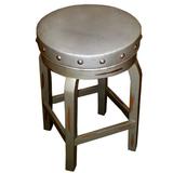 17 Stories Firman Swivel Counter & Bar Stool Wood/Upholstered/Leather/Genuine Leather in Brown/Gray | Counter Stool (26" Seat Height) | Wayfair