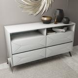Orren Ellis Abdullbasit 4 Drawer Dresser Wood in Brown/White | 33 H x 61 W x 18 D in | Wayfair WDLN2537 42355584