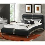 Ivy Bronx Artimiza Platform Bed Wood & /Upholstered/Faux leather in Black | 40 H x 65 W x 97.5 D in | Wayfair WLGN6120 34767297