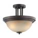 Nuvo Lighting 64127 - 2 Light Dark Chocolate Bronze Saffron Glass Shade Ceiling Light Fixture (Harmony - 2 Light Semi Flush Fixture w/ Saffron Glass)