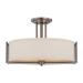 Nuvo Lighting 64858 - 3 Light Hazel Bronze Khaki Fabric Shade Ceiling Light Fixture (Gemini - 3 Light Semi Flush Fixture w/ Khaki Fabric Shade)