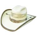 Modestone Straw Cowboy Hat Genuine Cow Leather ''Hair On'' Trim & Hatband White