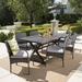 Beachcrest Home™ Aram 7 Piece Outdoor Dining Set w/ Cushions Stone/Concrete/Wicker/Rattan in Gray | Wayfair BKWT4520 45241485