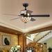 August Grove® 53" Dade 5 - Blade Tiffany Ceiling Fan w/ Pull Chain & Light Kit Included, Wood in Black/Brown/Red | Wayfair