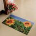 August Grove® Fairview Nature Welcome Flower Painted Vinyl Back Painting 30 in. x 18 in. Non-Slip Outdoor Door Mat Rubber | Wayfair