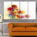 Design Art 'Colorful Gerbera Flowers Watercolor' 4 Piece Painting Print on Metal Set Canvas in White | 28 H x 48 W x 1 D in | Wayfair MT14118-271