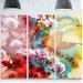 Design Art 'Butterfly & Abstract Design Watercolor' 3 Piece Graphic Art on Metal Set Metal in Red | 28 H x 36 W x 1 D in | Wayfair MT14959-3P
