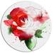 Design Art 'Red Hand drawn Rose Illustration' Oil Painting Print on Metal in Green/Red/White | 23 H x 23 W x 1 D in | Wayfair MT13708-C23