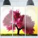 Design Art 'Cherry Blossom in Beautiful Garden' 3 Piece Photographic Print on Metal Set Canvas in Indigo/Red | 28 H x 36 W x 1 D in | Wayfair