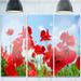 Design Art 'Close-Up of Amazing Poppy Flowers' 3 Piece Photographic Print on Metal Set Canvas in Red | 28 H x 36 W x 1 D in | Wayfair MT12989-3P