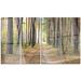 Design Art 'Pathway in Autumn Pine Forest' 4 Piece Photographic Print on Metal Set Canvas in Brown/Green | 28 H x 48 W x 1 D in | Wayfair