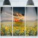 Design Art 'Sunflower Sunset w/ Cloudy Sky' 3 Piece Photographic Print on Metal Set Canvas in Yellow | 28 H x 36 W x 1 D in | Wayfair MT14250-3P